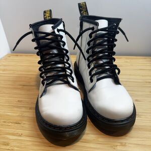Dr. Martens 1460 J White Leather Boots Youth US 3 EU 34 Side Zip